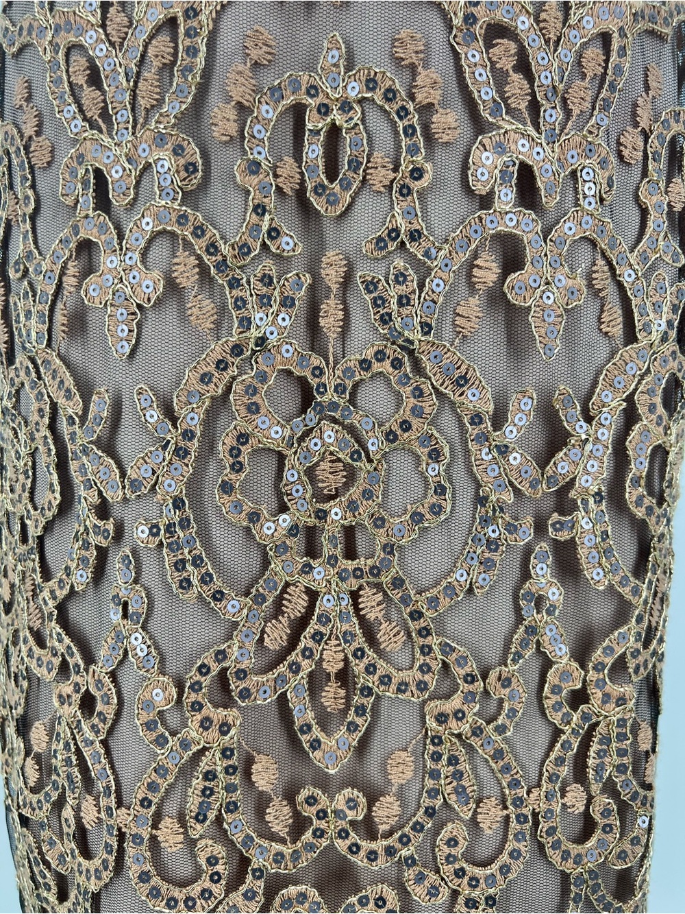 Tadashi Shoji Women's Natural Sequin Lace Body-Con Cocktail Dress | 6 - Picture 9 of 12